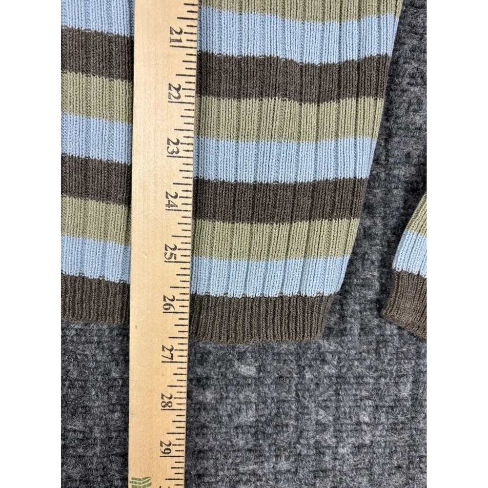 Vintage J. Crew Oarsmen Striped Ribbed Crewneck Sweater Small Blue Green Brown